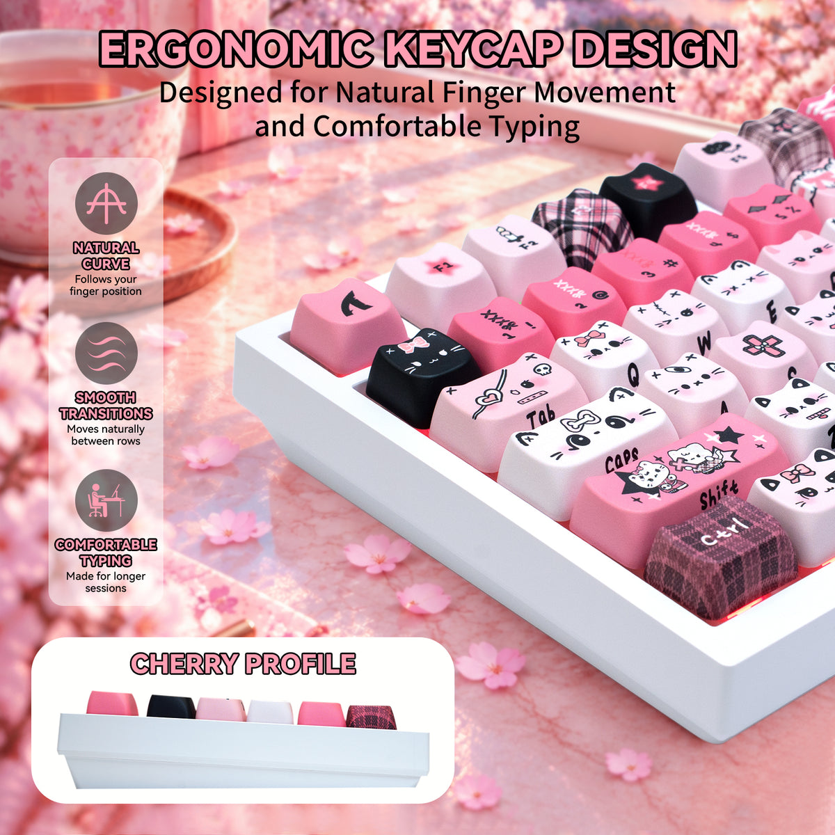 ATTACK SHARK SK05 118/119 teclas, keycaps de PBT, MOA, ANSI