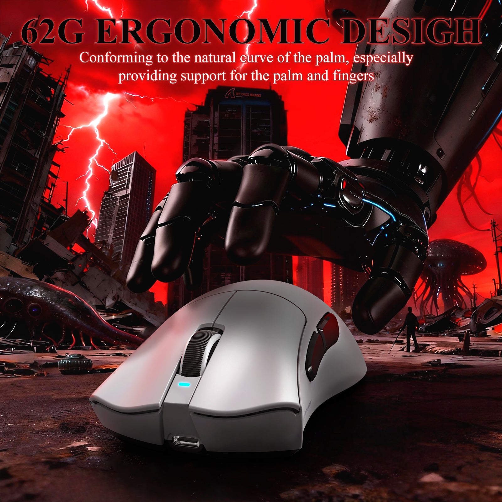 Mouse Gamer Tri-modo Ultra-Leve ATTACK SHARK V3PRO com Dock de Carregamento