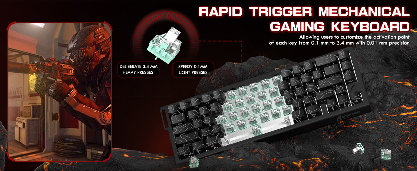ATTACK SHARK X68PRO HE Teclado Rapid Trigger Sem Fio com Cabo Enrolado