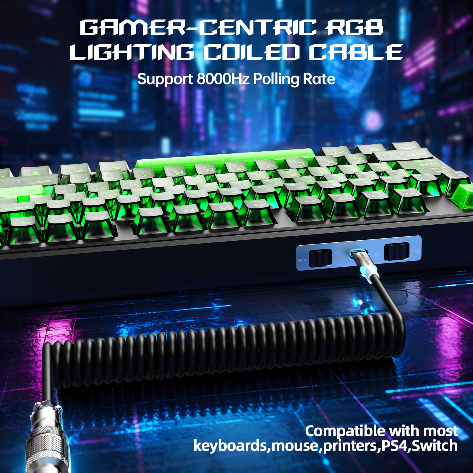 Teclado Gamer Sem Fio ATTACK SHARK X87 ULTRA com Receptor 8KHz e Cabo Enrolado RGB