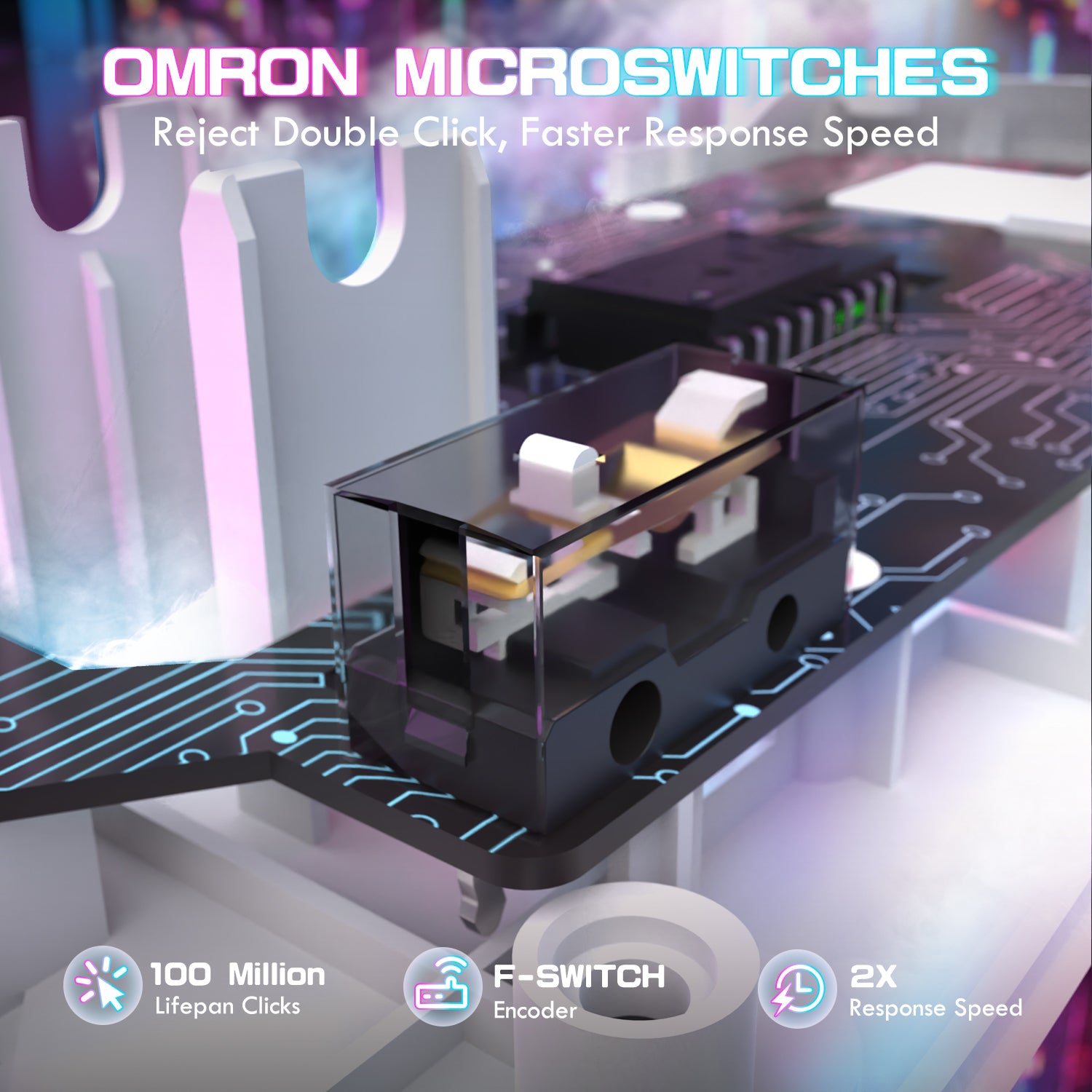 ATTACK SHARK X1 gaming mouse OMRON microswitches: faster response, 100M clicks, F-SWITCH encoder