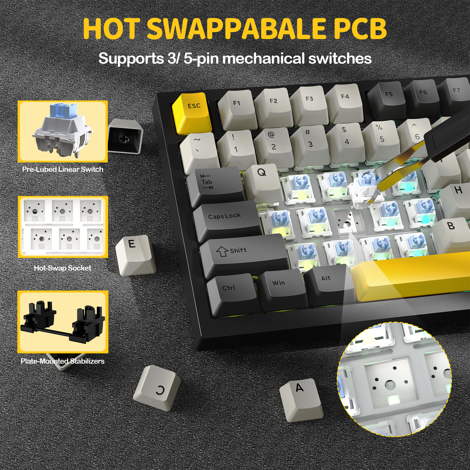 Teclado Mecânico Tri-modo ATTACK SHARK X820Ultra Gasket