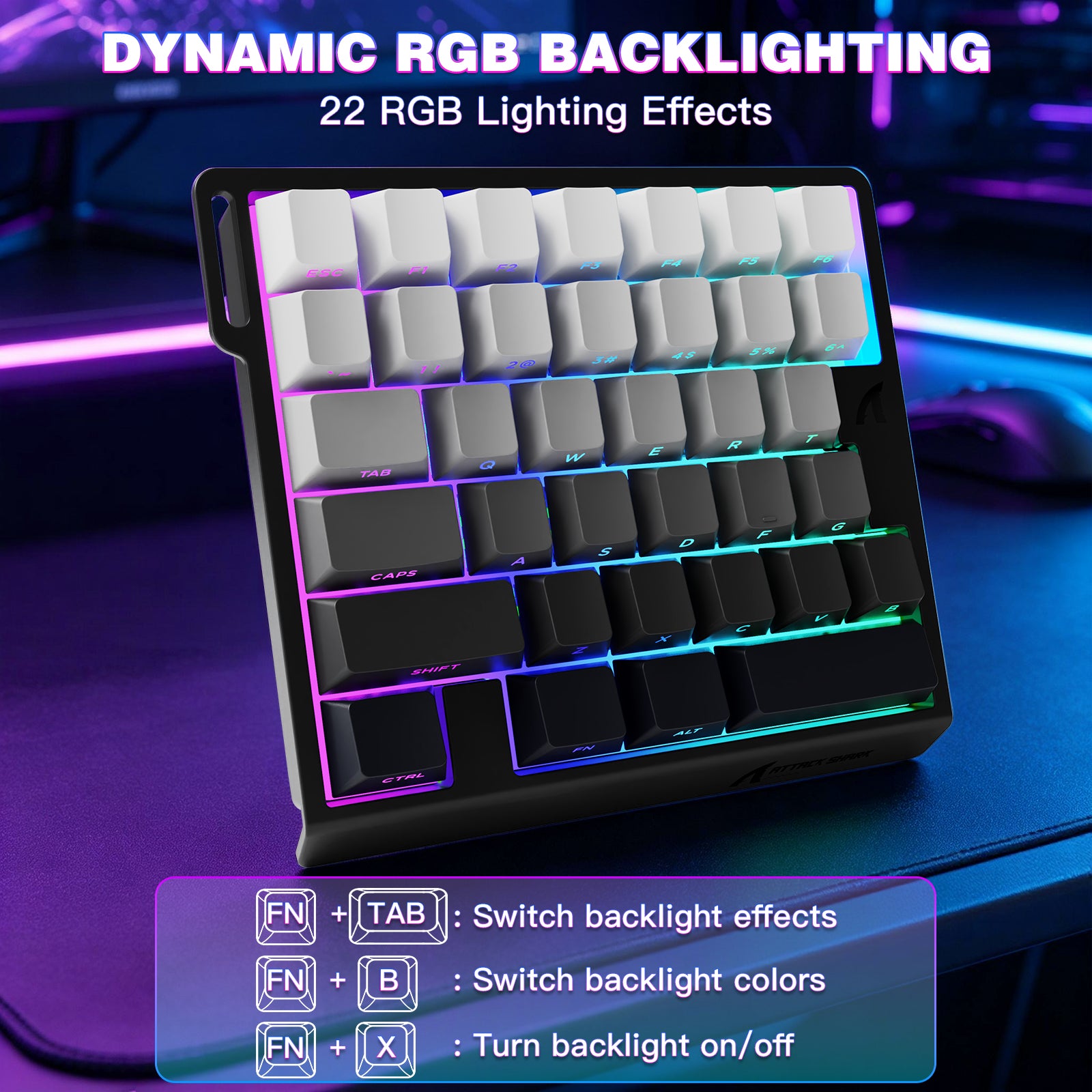 Teclado com Interruptor Magnético de Uma Mão ATTACK SHARK M36 HE
