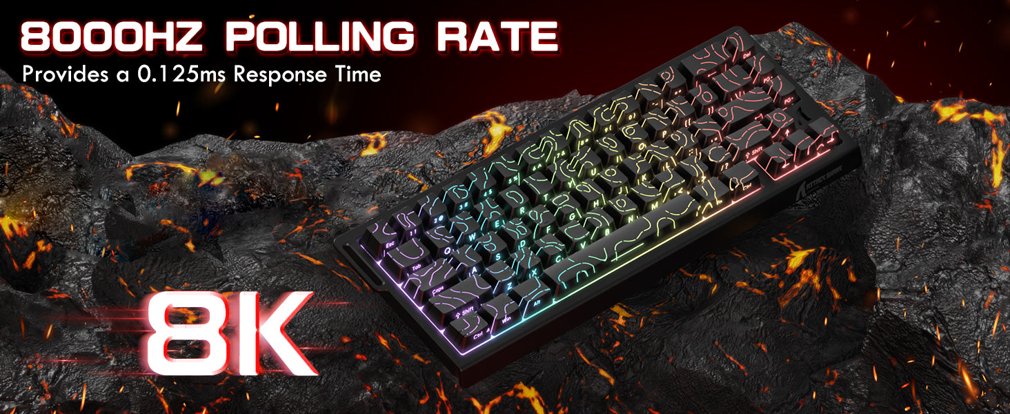 ATTACK SHARK X68PRO HE Teclado Rapid Trigger Sem Fio com Cabo Enrolado