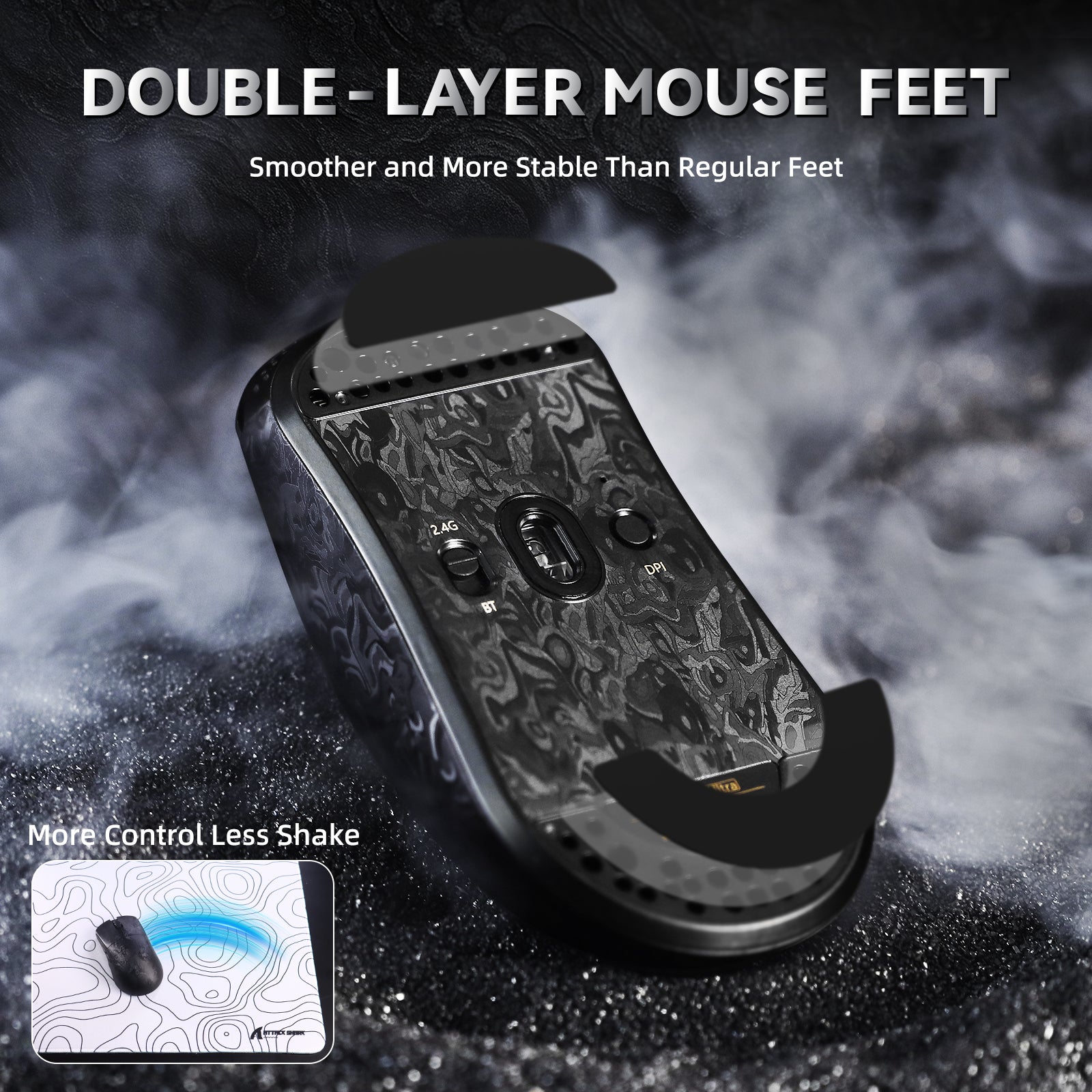 Mouse Gamer Sem Fio ATTACK SHARK R11 ULTRA Fibra de Carbono 8K PAW3950MAX com Cabo LED Ultra C06