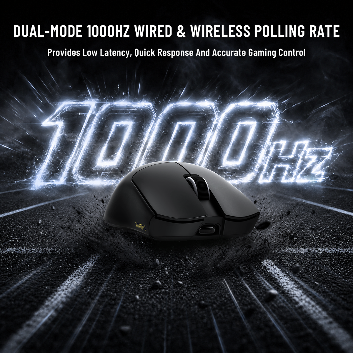 Mouse Gamer Sem Fio ATTACK SHARK X11 PRO V2 com Tela TFT e Base de Carregamento com Cabo Enrolado C06