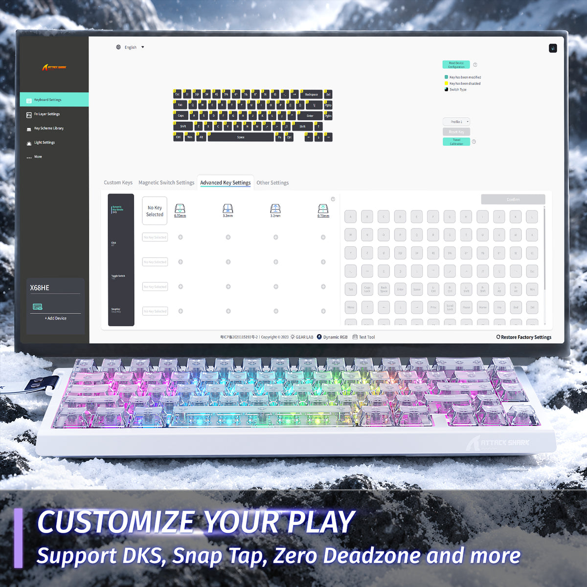 ATTACK SHARK X68 HE Teclado Rapid Trigger com Switch Magnético