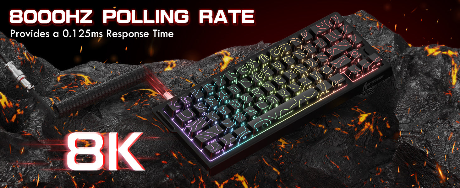 ATTACK SHARK X68 HE Teclado Rapid Trigger com Switch Magnético e Cabo Enrolado C01PRO