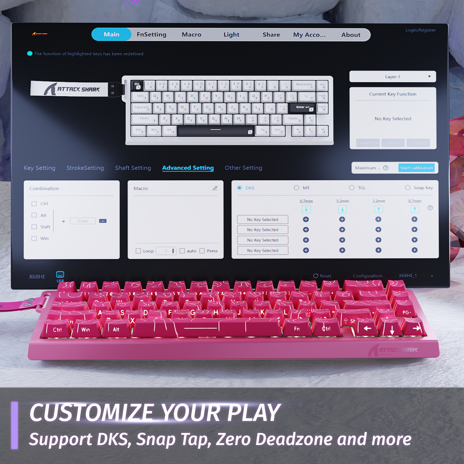 ATTACK SHARK X68 HE Teclado Rapid Trigger com Switch Magnético