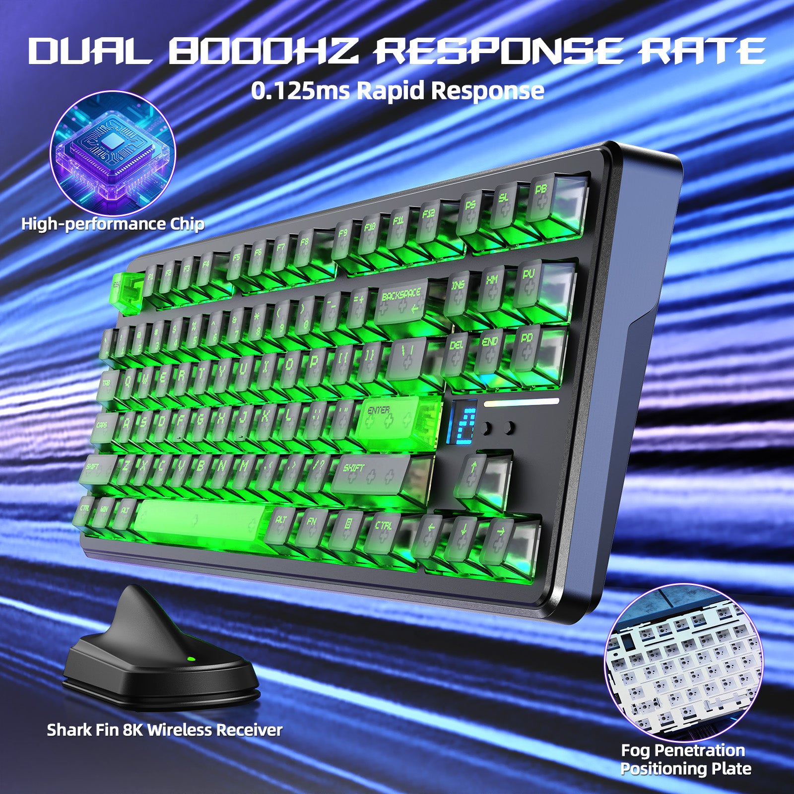 Teclado Gamer Sem Fio ATTACK SHARK X87 ULTRA com Receptor 8KHz e Cabo Enrolado RGB