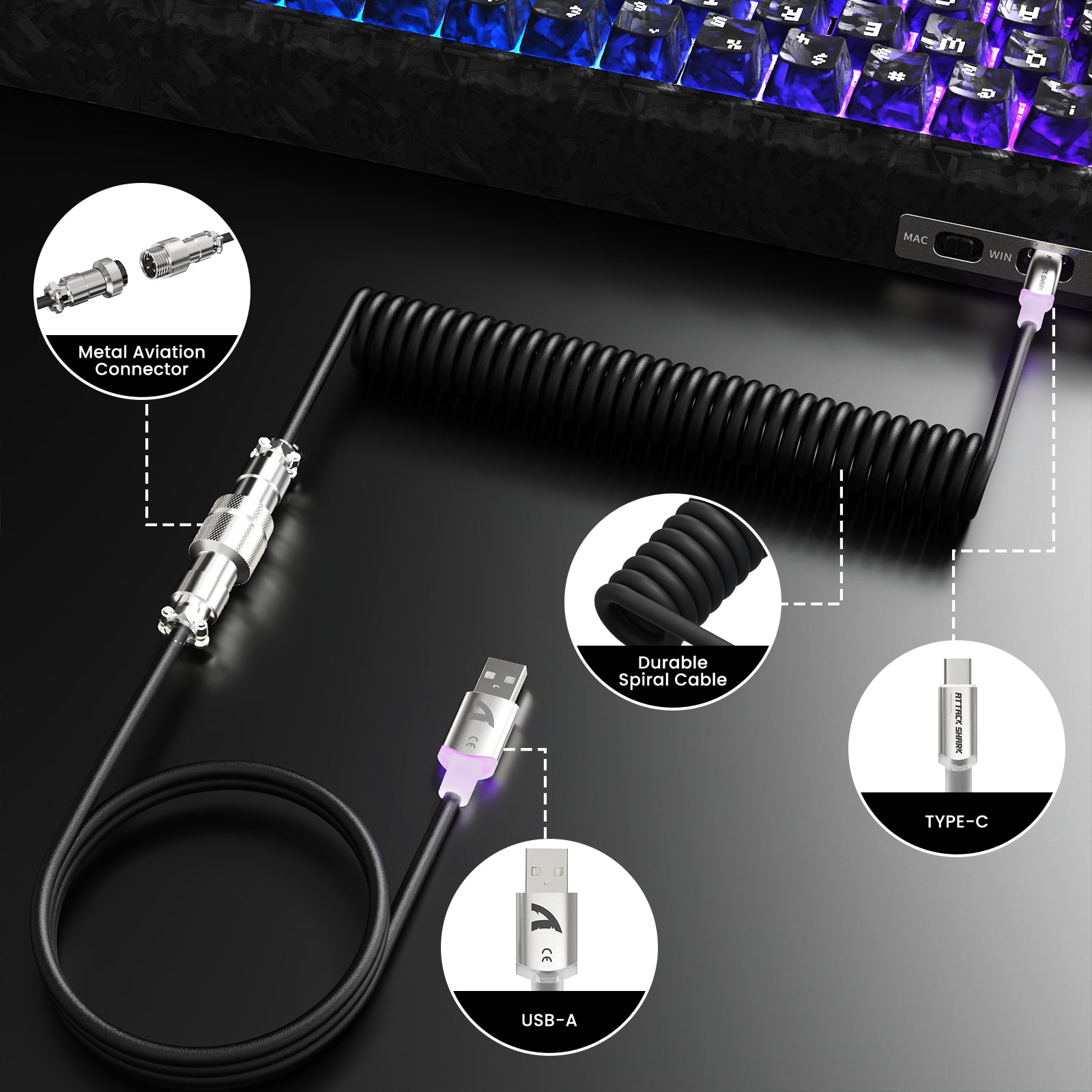 Pacote Gamer ATTACK SHARK R68 HE & X11 ULTRA Fibra de Carbono com Cabo Enrolado C01 ULTRA