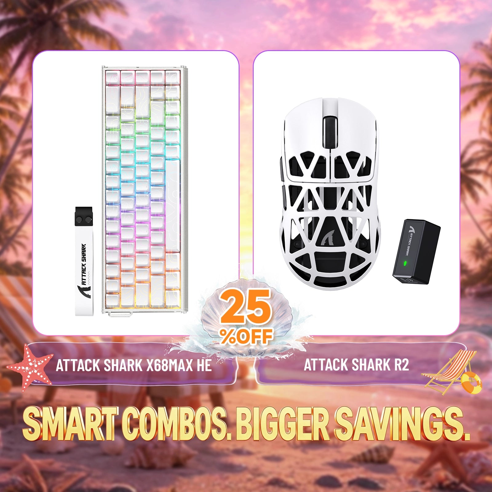 Kit ATTACK SHARK X68MAX HE Teclado Rapid Trigger de Alumínio + Mouse Gamer Sem Fio de Liga de Magnésio R2