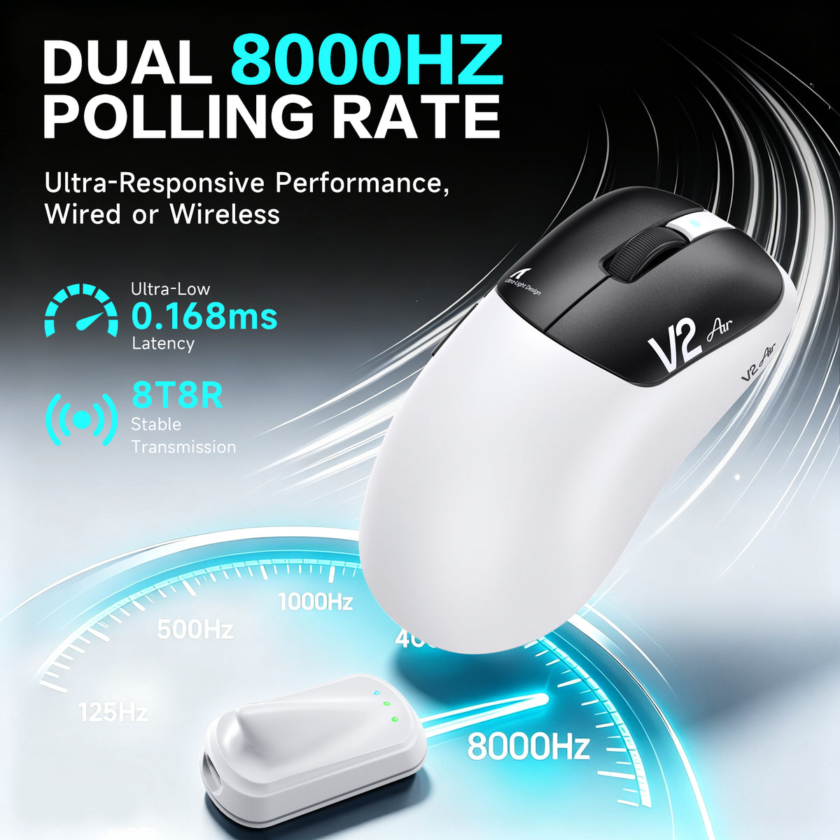 ATTACK SHARK V2 AIR PAW3955MAX Mouse Gamer Sem Fio Ergonômico