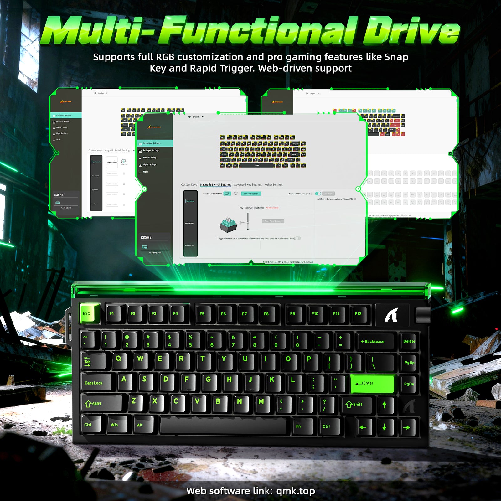 Teclado ATTACK SHARK R85 HE Rapid Trigger com Cabo LED C01ULTRA