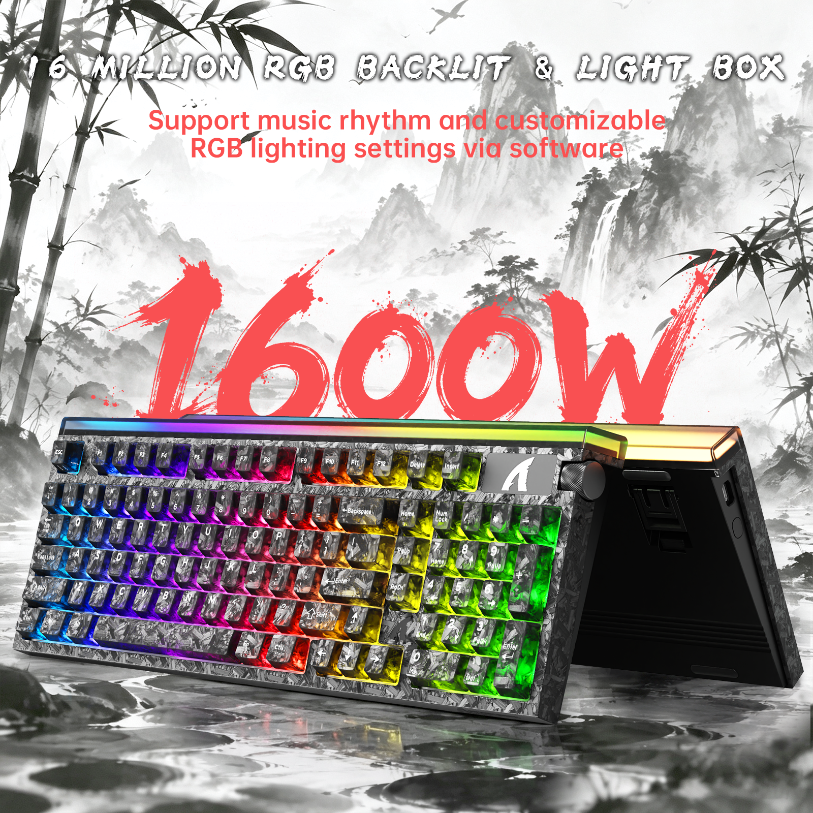 Teclado com fio ATTACK SHARK R98 HE Carbon Fiber, gatilho rápido, interruptor magnético, com cabo enrolado C01 Ultra RGB