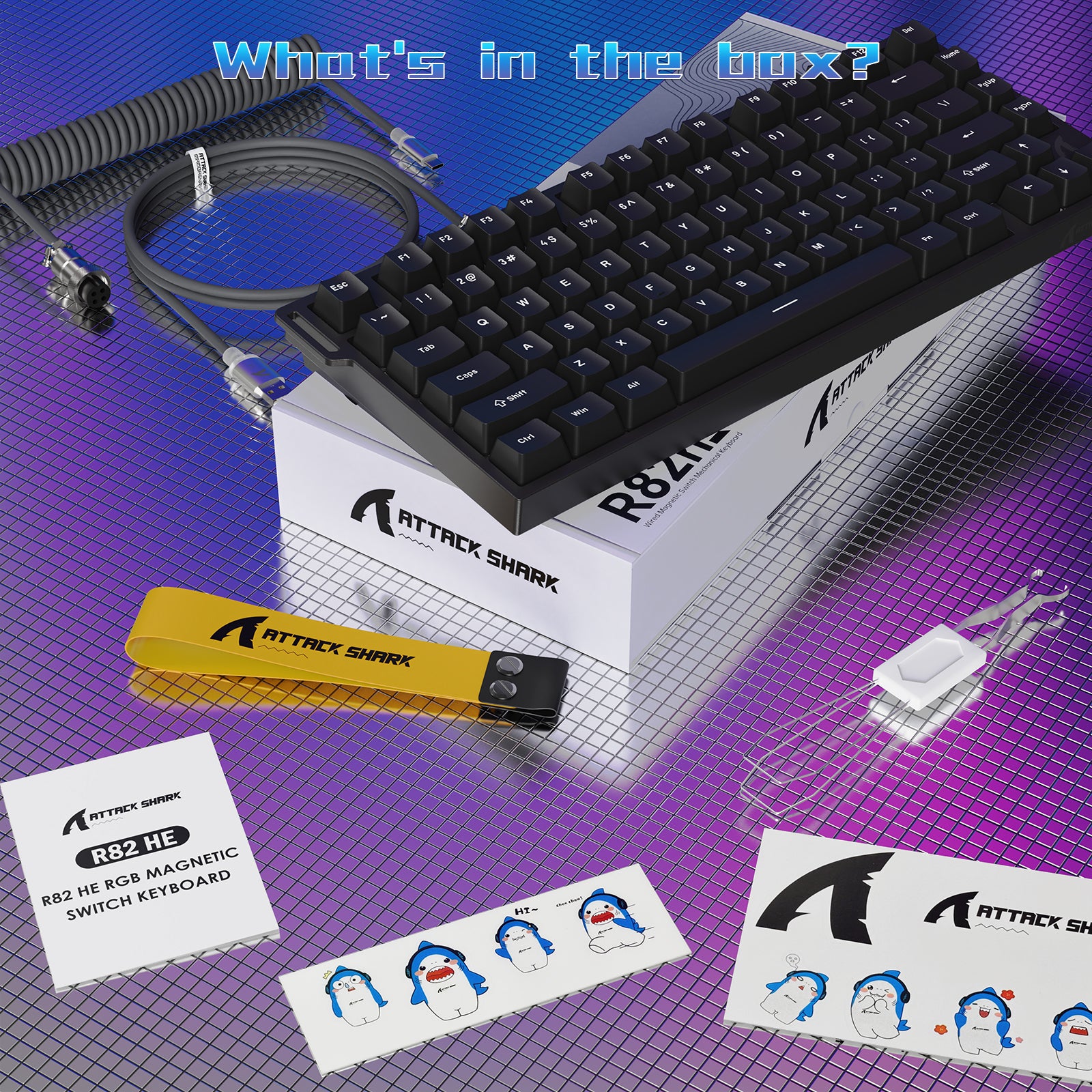Teclado Gamer com Fio ATTACK SHARK R82 HE 75% com Cabo LED C01ULTRA