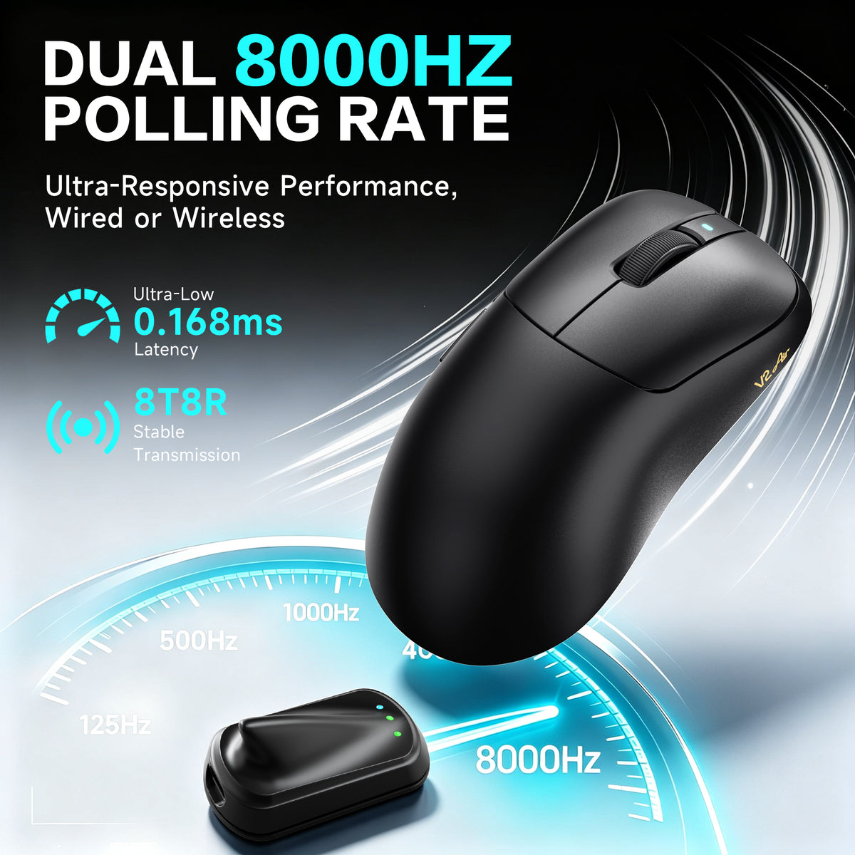 ATTACK SHARK V2 AIR PAW3955MAX Mouse Gamer Sem Fio Ergonômico