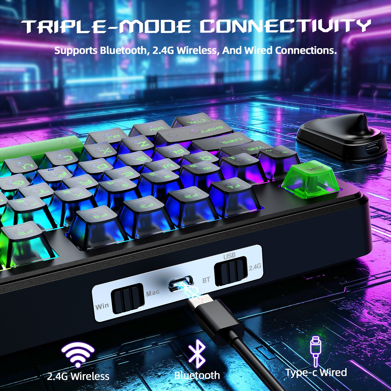 Teclado Gamer Sem Fio ATTACK SHARK X87 ULTRA com Receptor 8KHz e Cabo Enrolado RGB