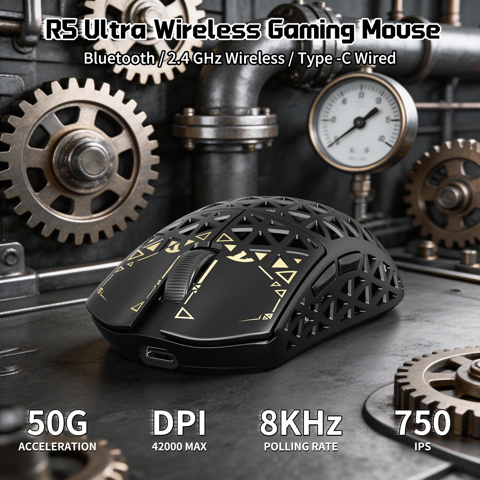 Pacote Gamer ATTACK SHARK R68 HE & R5 ULTRA Fibra de Carbono com Cabo Enrolado C01 ULTRA