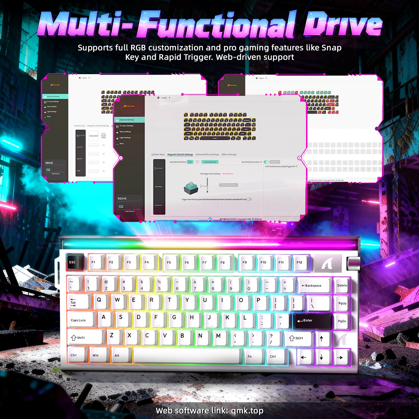 Teclado ATTACK SHARK R85 HE Rapid Trigger com Cabo LED C01ULTRA