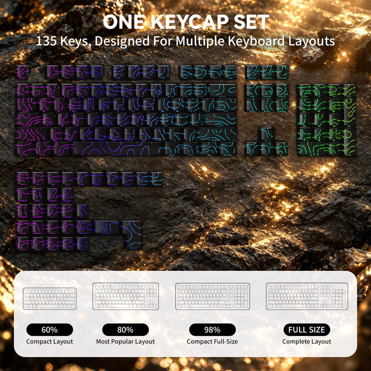 ATTACK SHARK SK06, 135 teclas, keycaps translúcidas com iluminação, ANSI/ISO