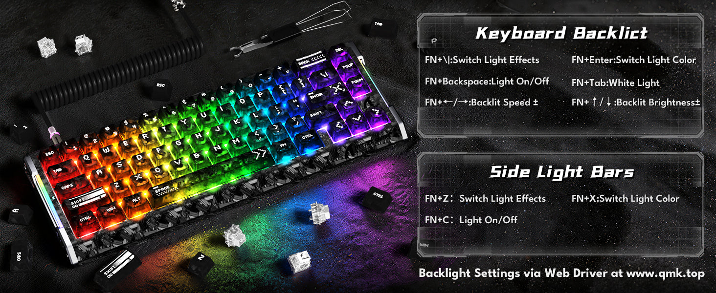 Teclado com Fio ATTACK SHARK R68 HE Rapid Trigger com Switch Magnético em Fibra de Carbono e Cabo RGB Enrolado C01 Ultra