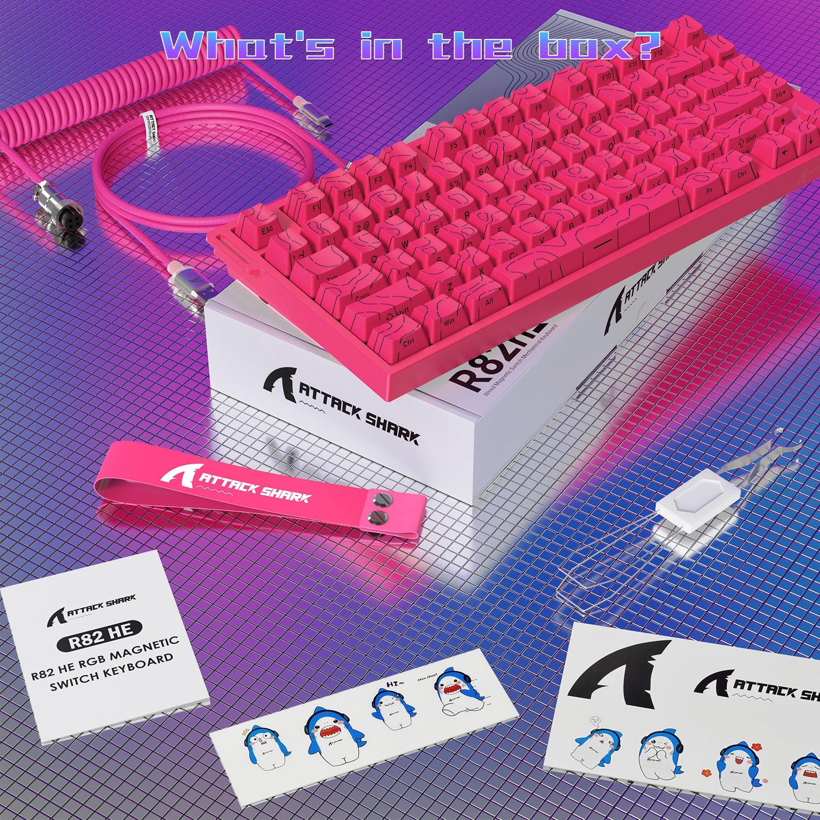 Teclado Gamer com Fio ATTACK SHARK R82 HE 75% com Cabo LED C01ULTRA