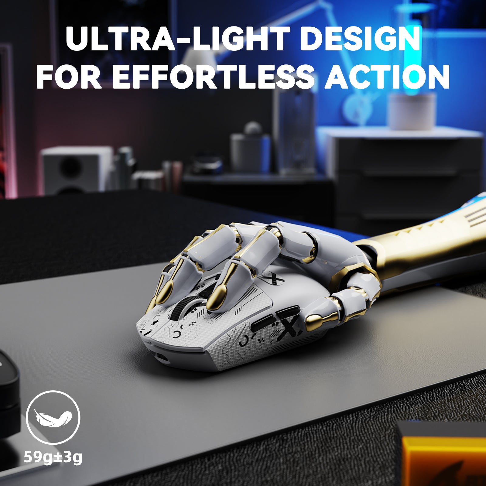 Mouse Gamer Sem Fio ATTACK SHARK G3PRO Tri-mode com Base de Carregamento 25000 DPI Ultraleve