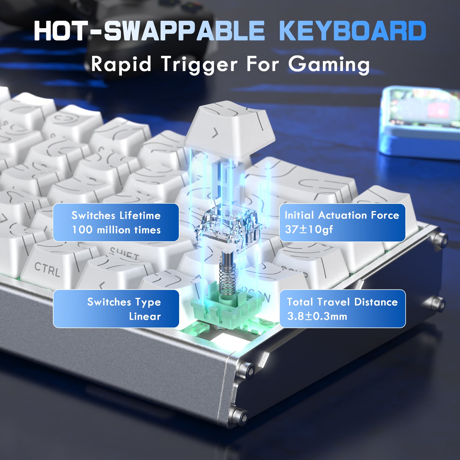 Teclado ATTACK SHARK X68MAX HE Rapid Trigger CNC de Alumínio com Switch Magnético e Cabo Enrolado RGB C01Ultra