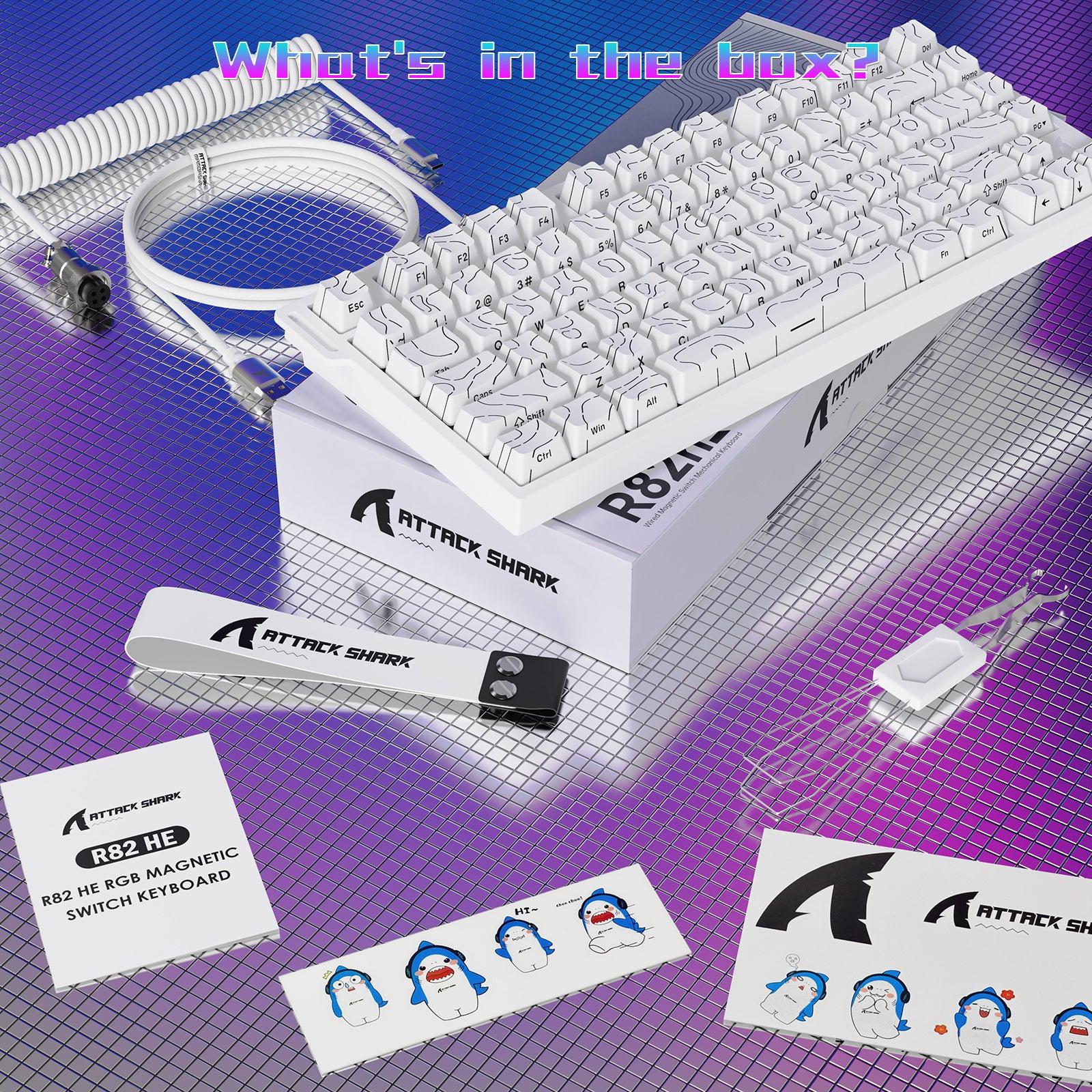 Teclado Gamer com Fio ATTACK SHARK R82 HE 75% com Cabo LED C01ULTRA