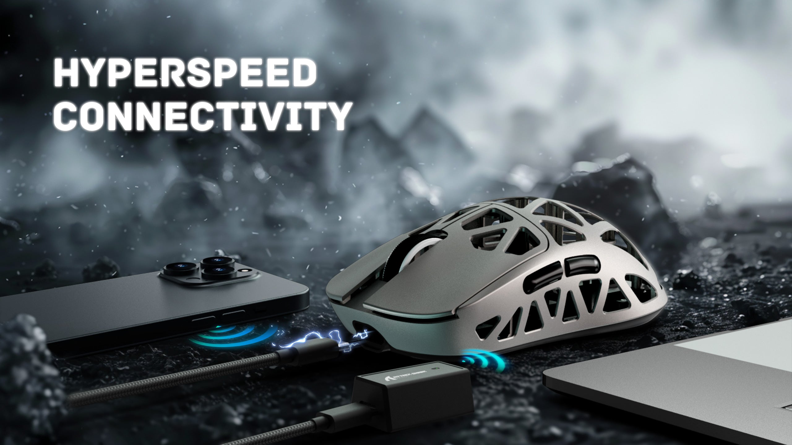 ATTACK SHARK R2 Mouse Gamer de Liga de Magnésio PAW3950 8K (Não Inclui a Base de Carregamento)