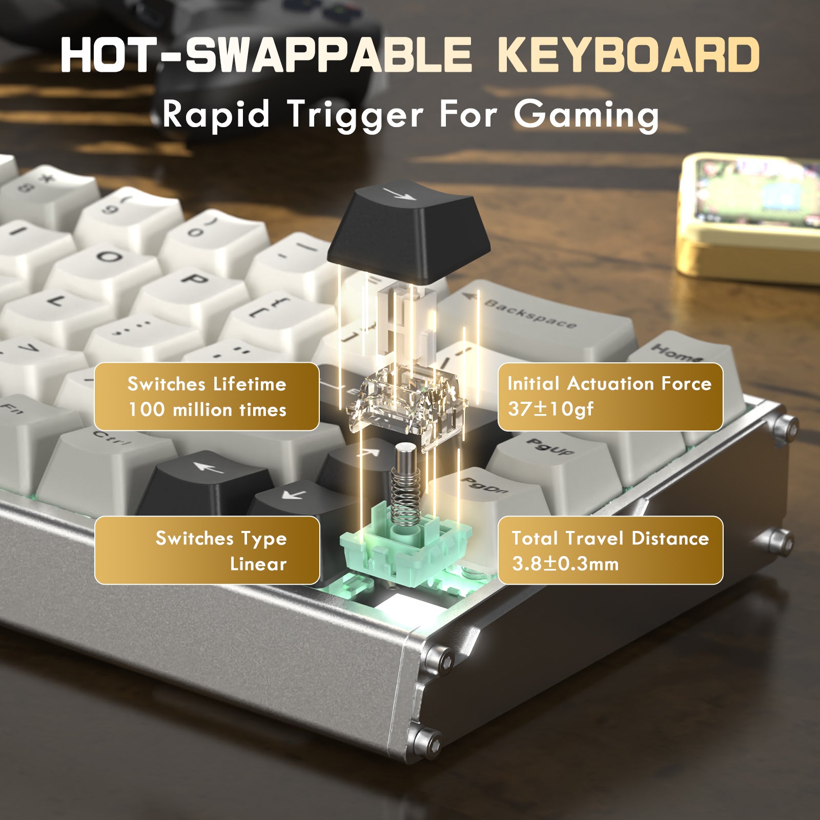 Teclado ATTACK SHARK X68MAX HE Rapid Trigger CNC de Alumínio com Switch Magnético e Cabo Enrolado RGB C01Ultra