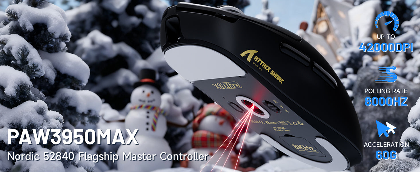 Mouse Gamer Sem Fio ATTACK SHARK X8 Ultra 8KHz com Cabo C06 Ultra