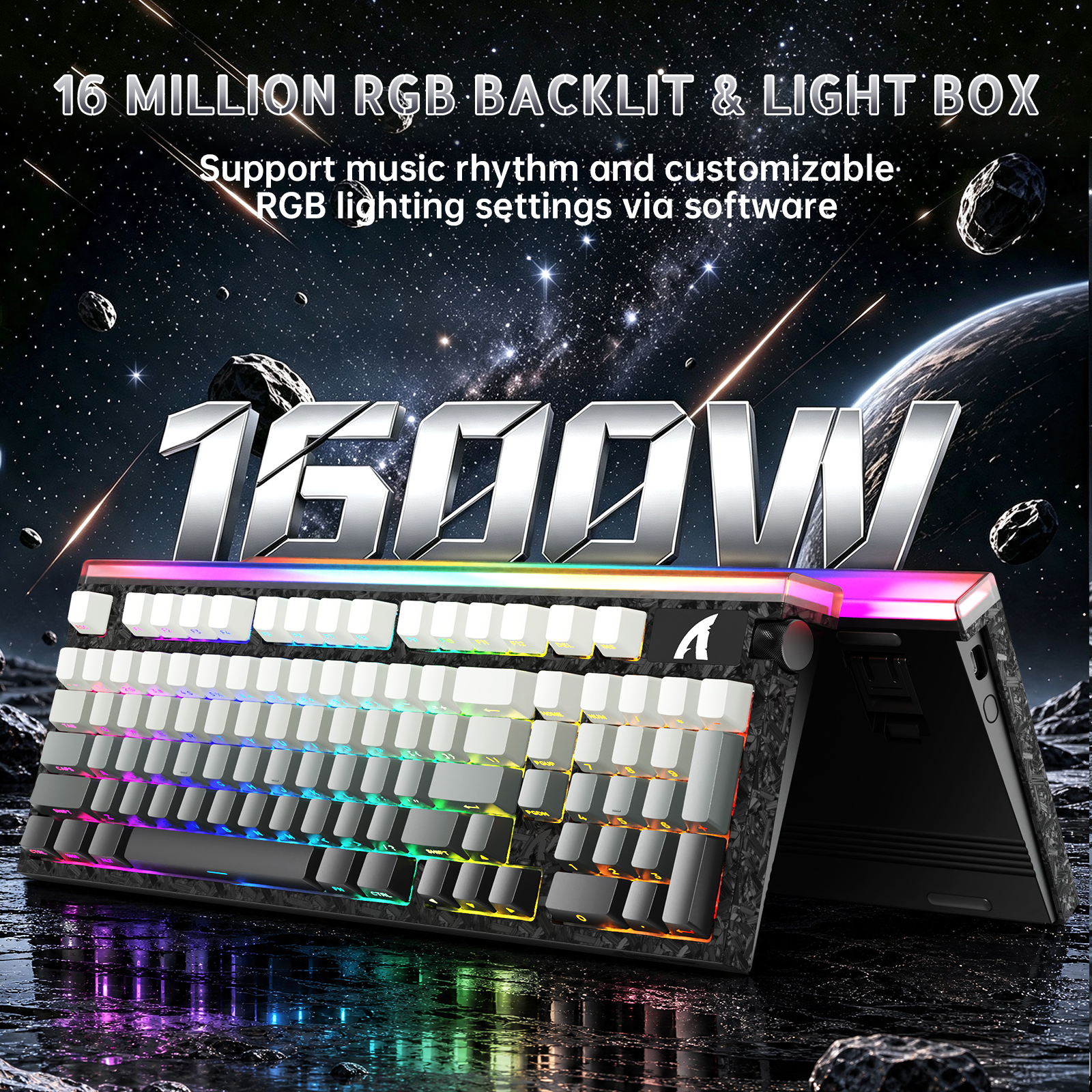 Teclado com fio ATTACK SHARK R98 HE Carbon Fiber, gatilho rápido, interruptor magnético, com cabo enrolado C01 Ultra RGB