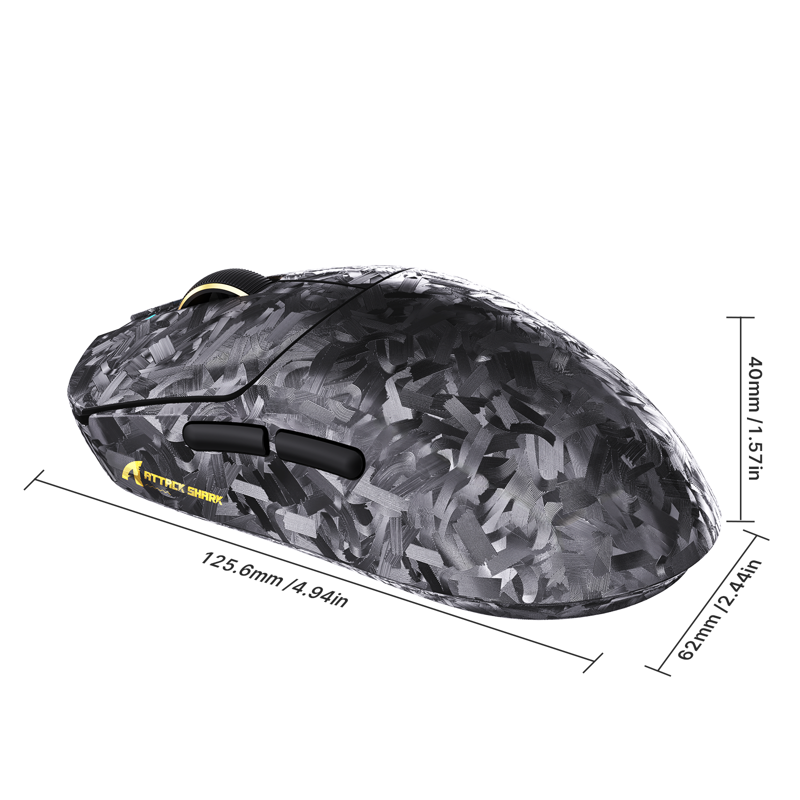 Mouse Gamer Sem Fio ATTACK SHARK RS3 ULTRA Fibra de Carbono PAW3955MAX