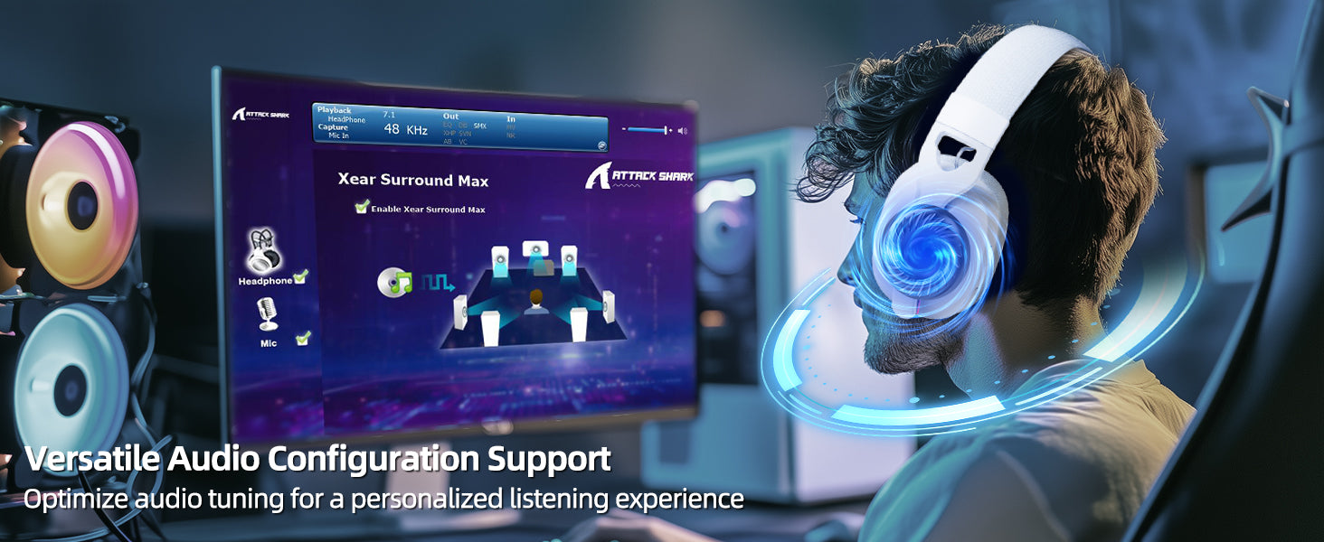ATTACK SHARK L90 Headset Gamer Dobrável RGB Ultra-Leve Tri-modo