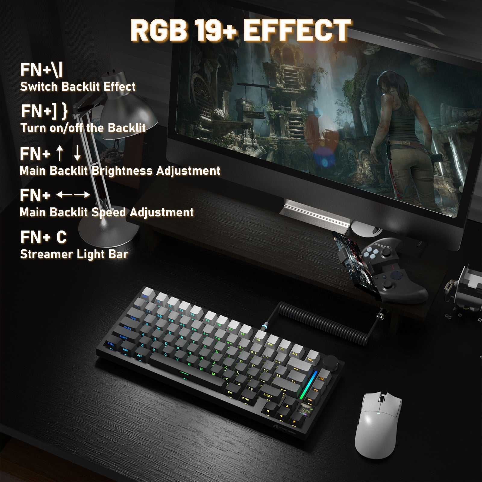 Teclado Mecânico ATTACK SHARK X820ULTRA com Cabo Enrolado C01ULTRA