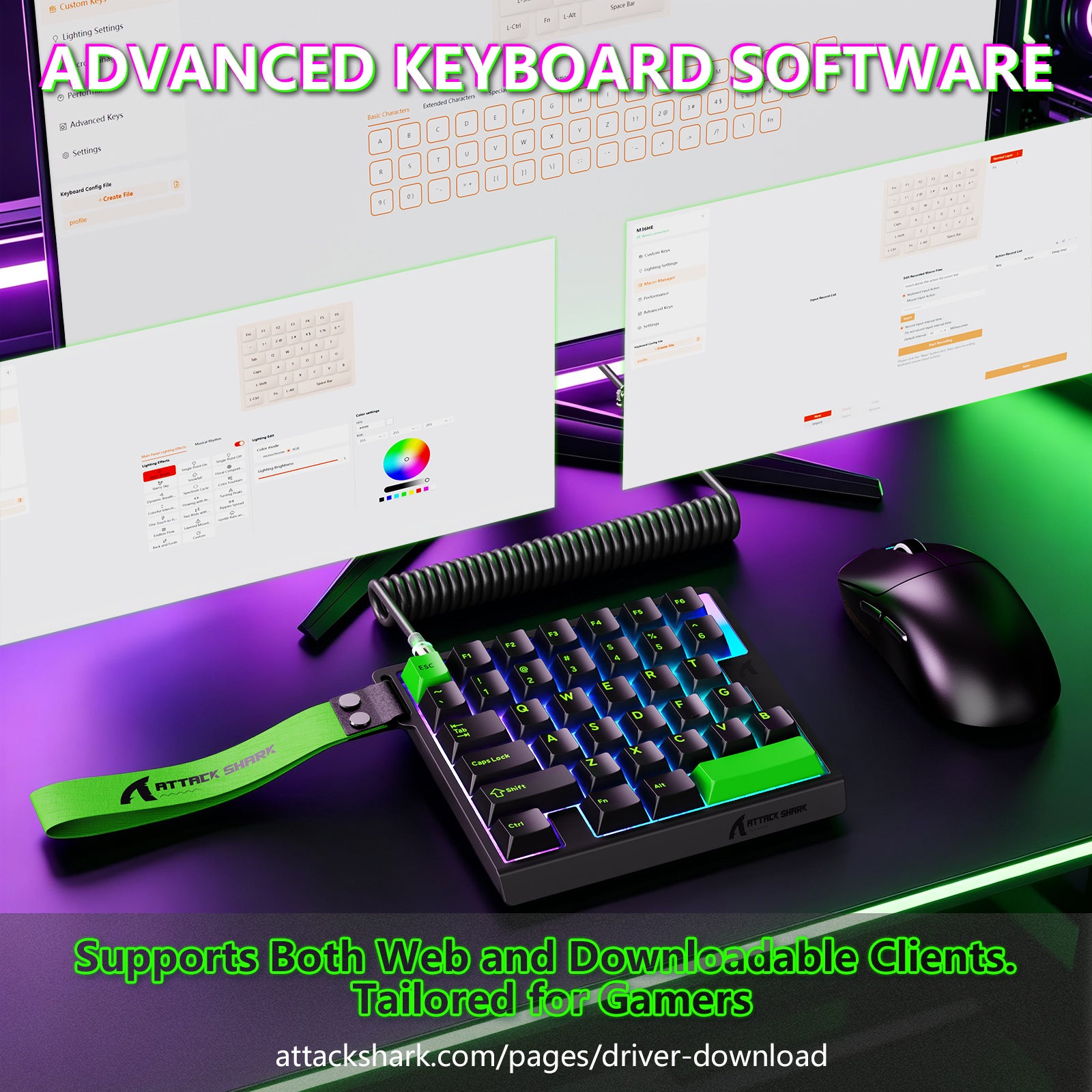 Teclado com Interruptor Magnético One-Handed ATTACK SHARK M36 HE & Cabo Aviador LED ULTRA C01