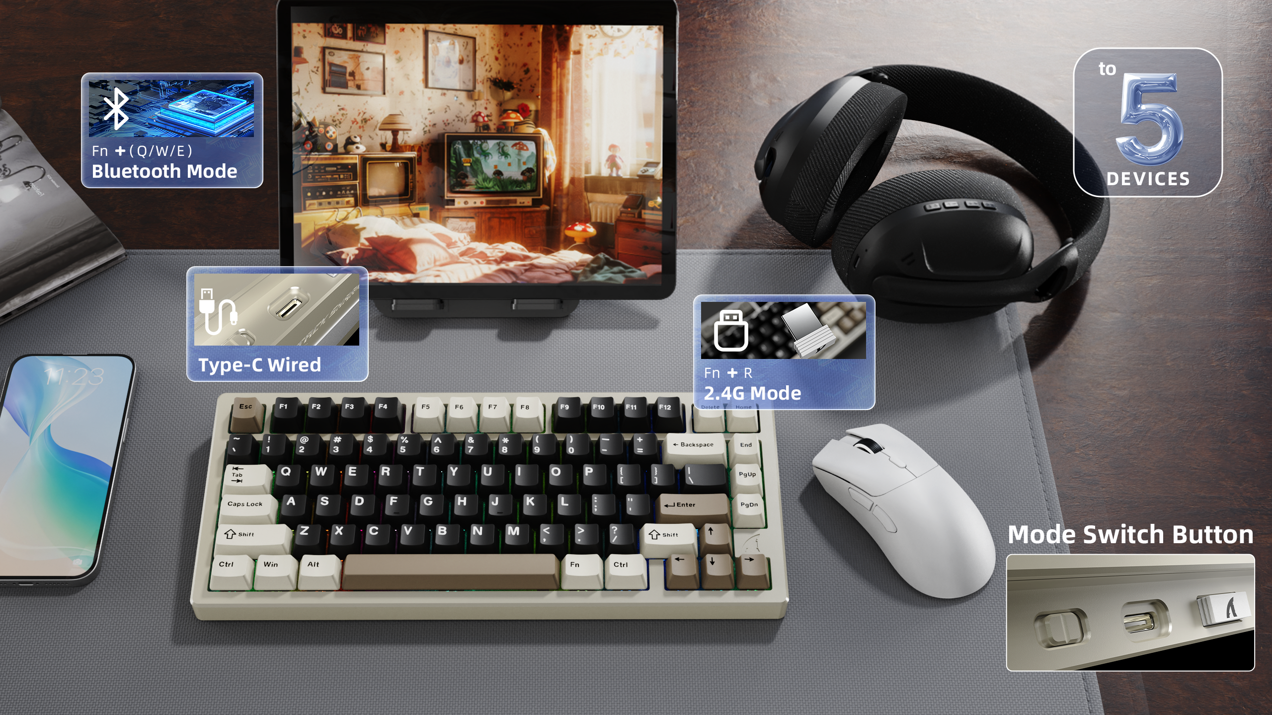 ATTACK SHARK X75 Teclado de Alumínio Completo