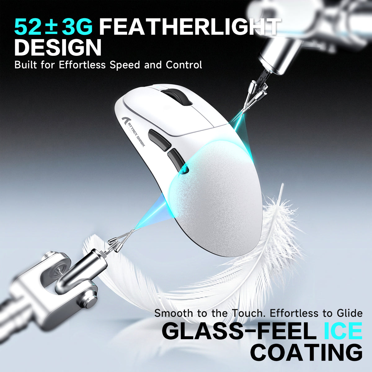 ATTACK SHARK V2 AIR PAW3955MAX Mouse Gamer Sem Fio Ergonômico