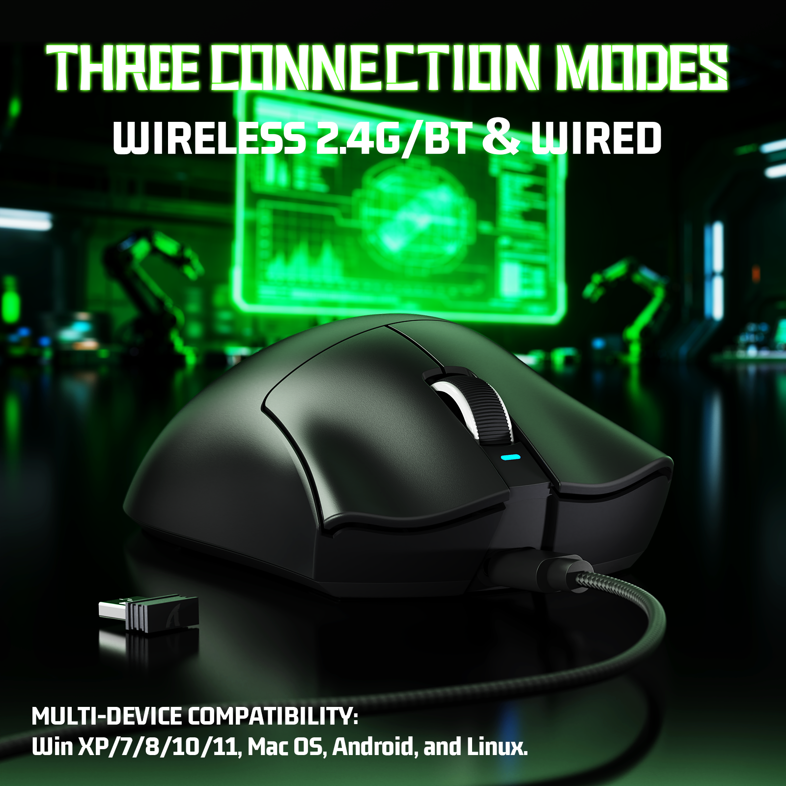 Mouse Gamer Tri-modo Ultra-Leve ATTACK SHARK V3