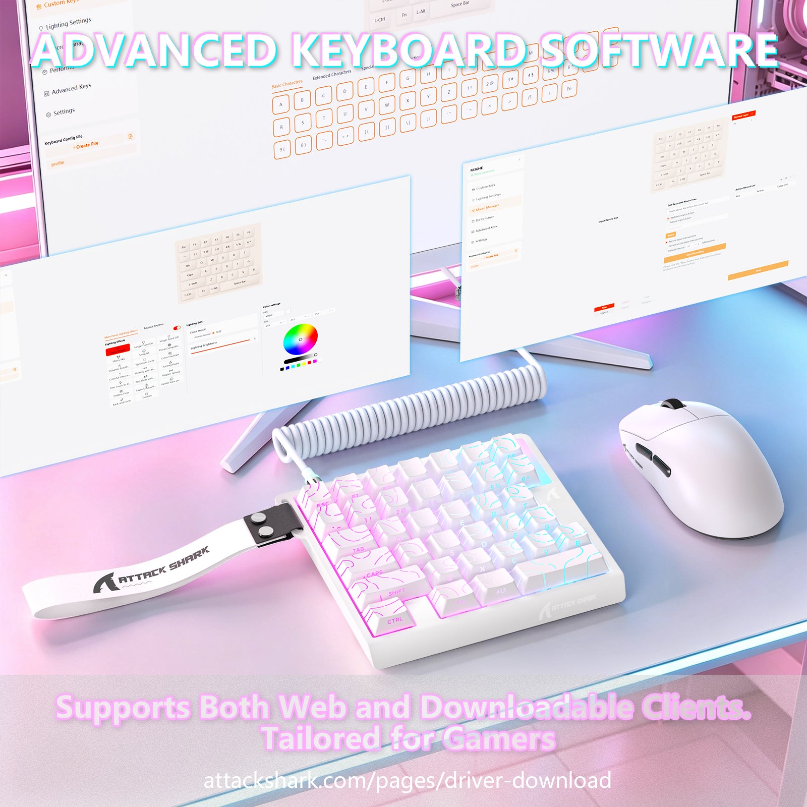 Teclado com Interruptor Magnético One-Handed ATTACK SHARK M36 HE & Cabo Aviador LED ULTRA C01