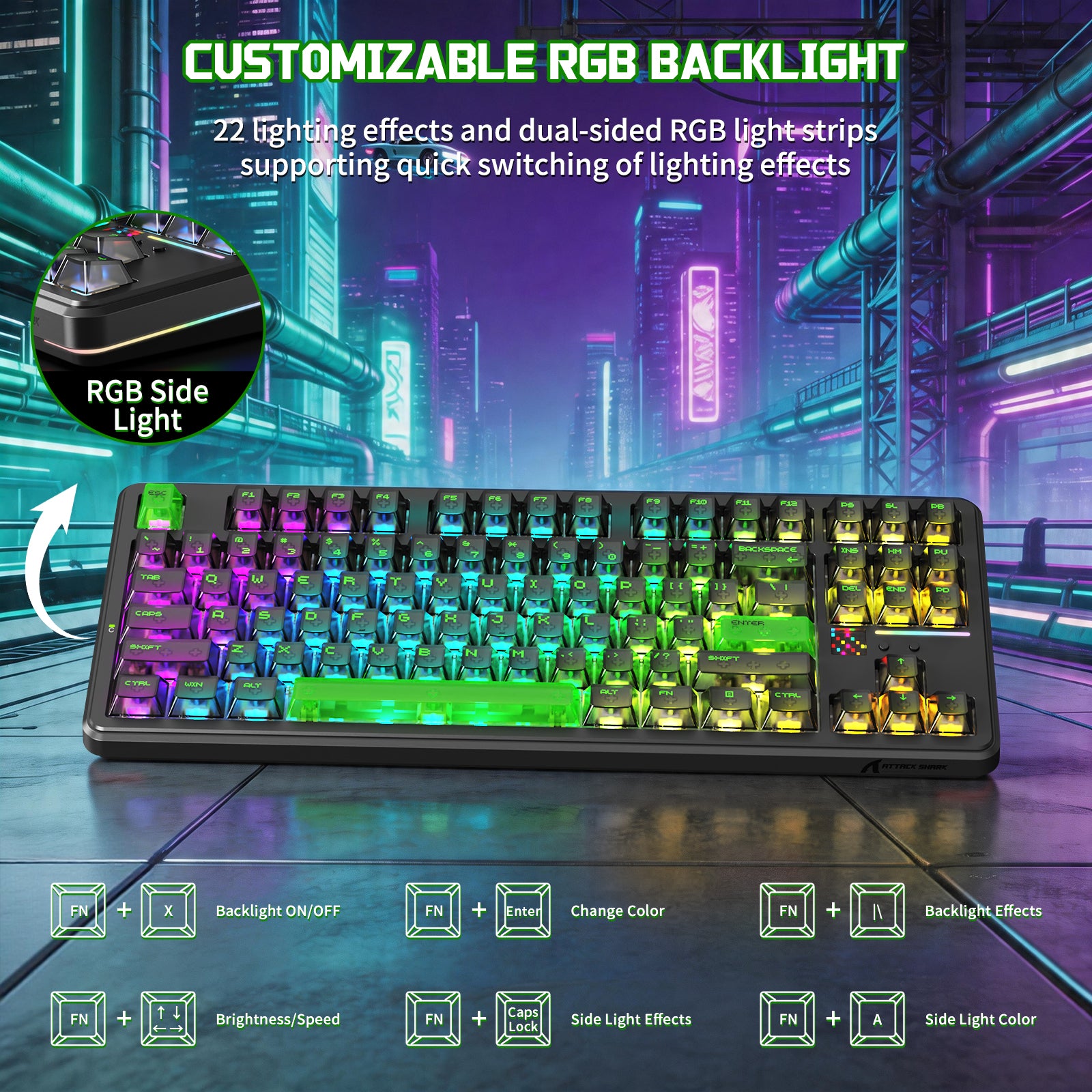Teclado Mecânico Sem Fio ATTACK SHARK X87 ULTRA com Receptor Sem Fio 8K