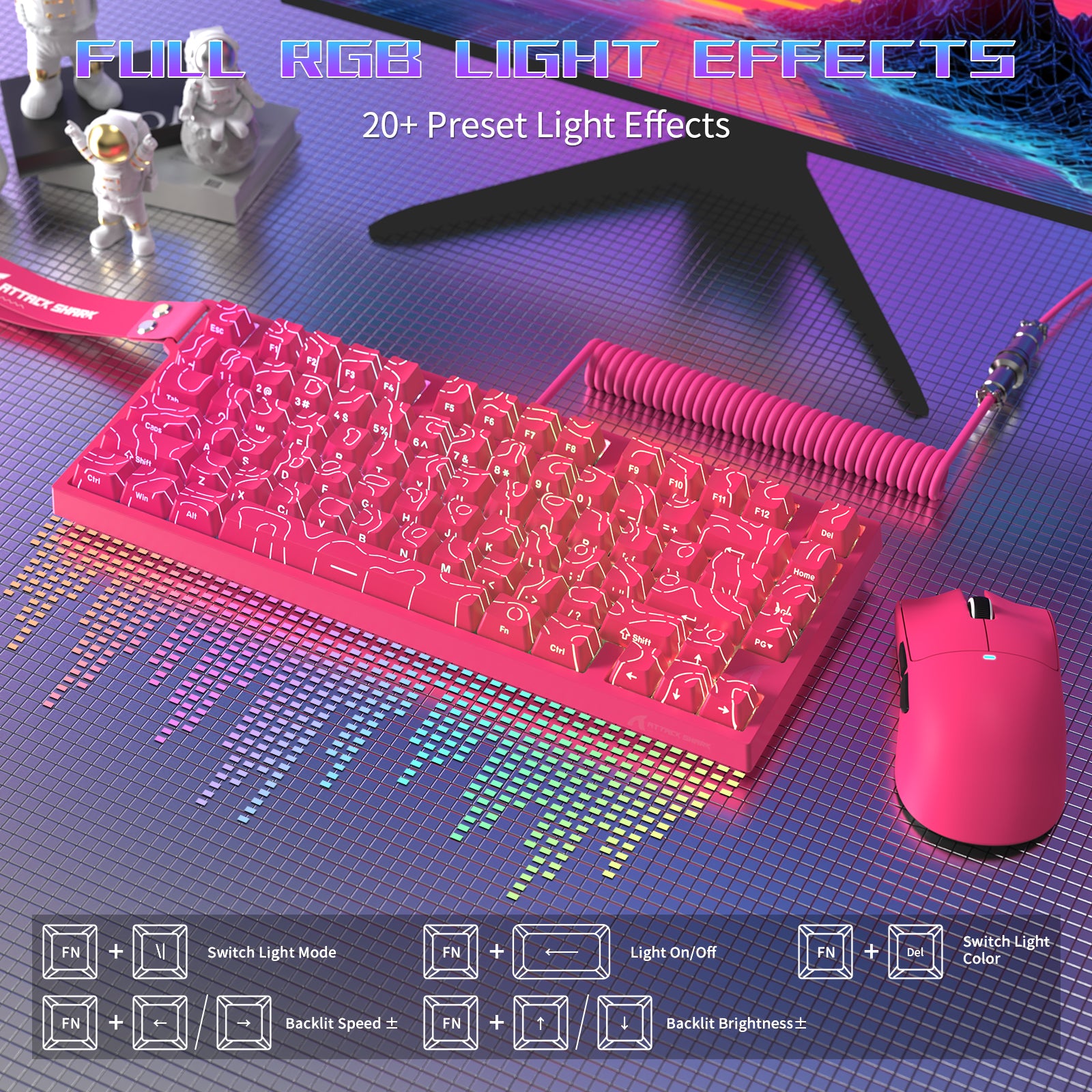 Teclado Gamer com Fio ATTACK SHARK R82 HE 75% com Cabo LED C01ULTRA