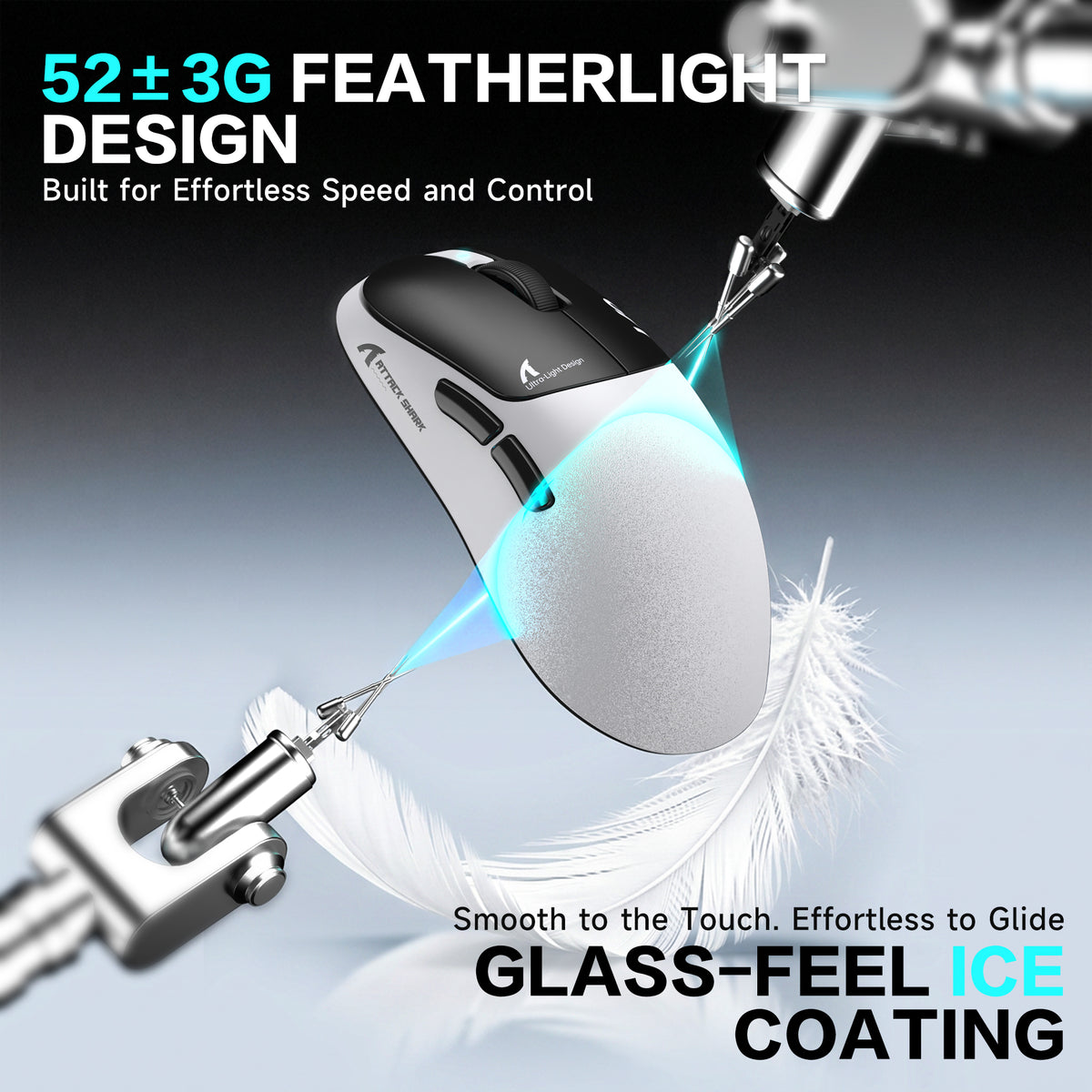 ATTACK SHARK V2 AIR PAW3955MAX Mouse Gamer Sem Fio Ergonômico