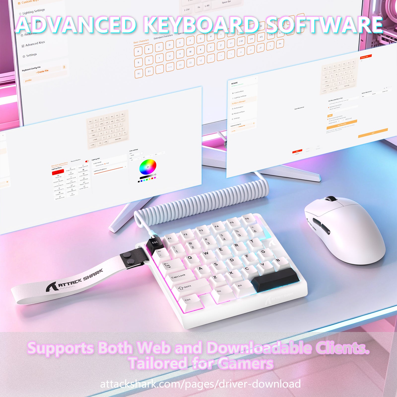 Teclado com Interruptor Magnético One-Handed ATTACK SHARK M36 HE & Cabo Aviador LED ULTRA C01