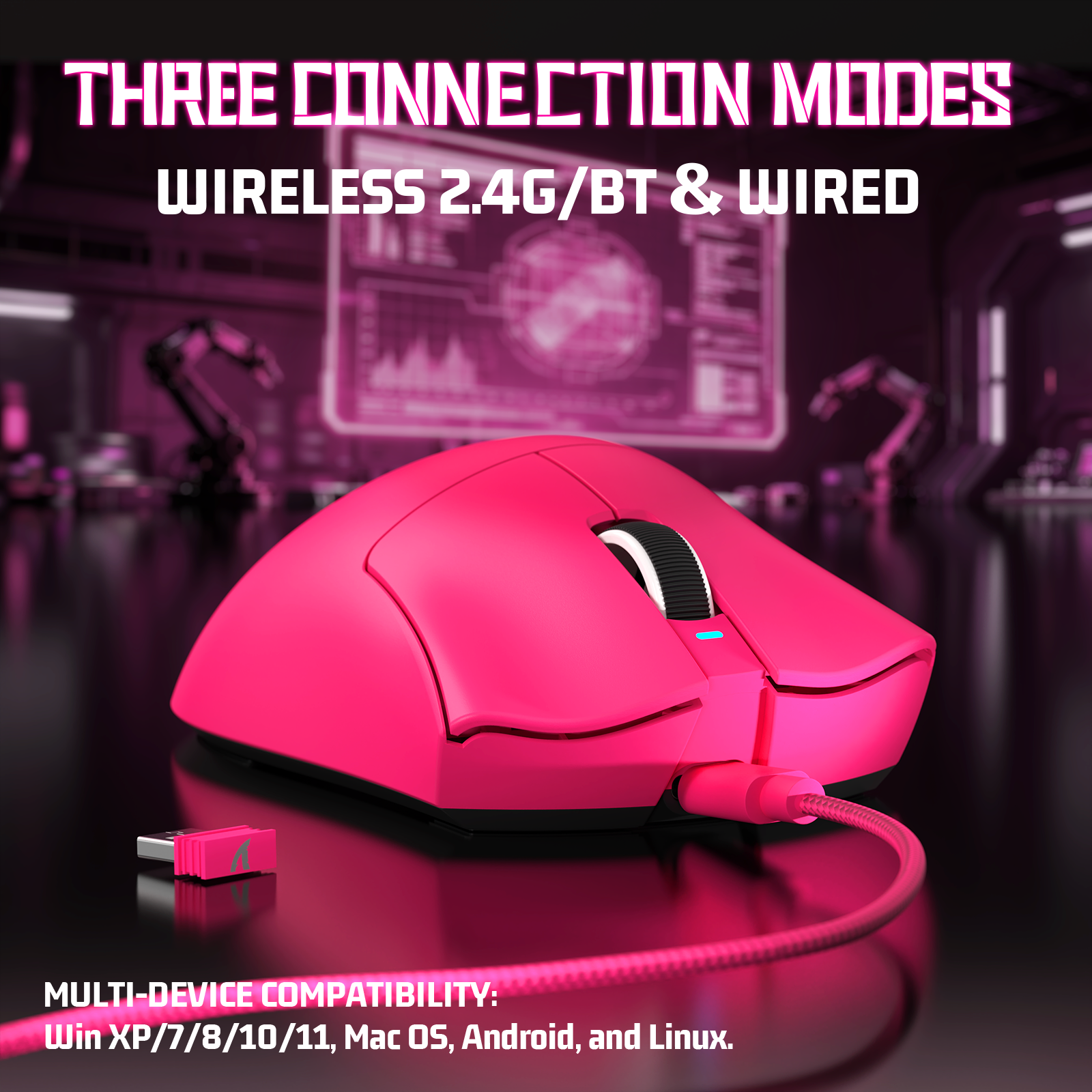 Mouse Gamer Tri-modo Ultra-Leve ATTACK SHARK V3
