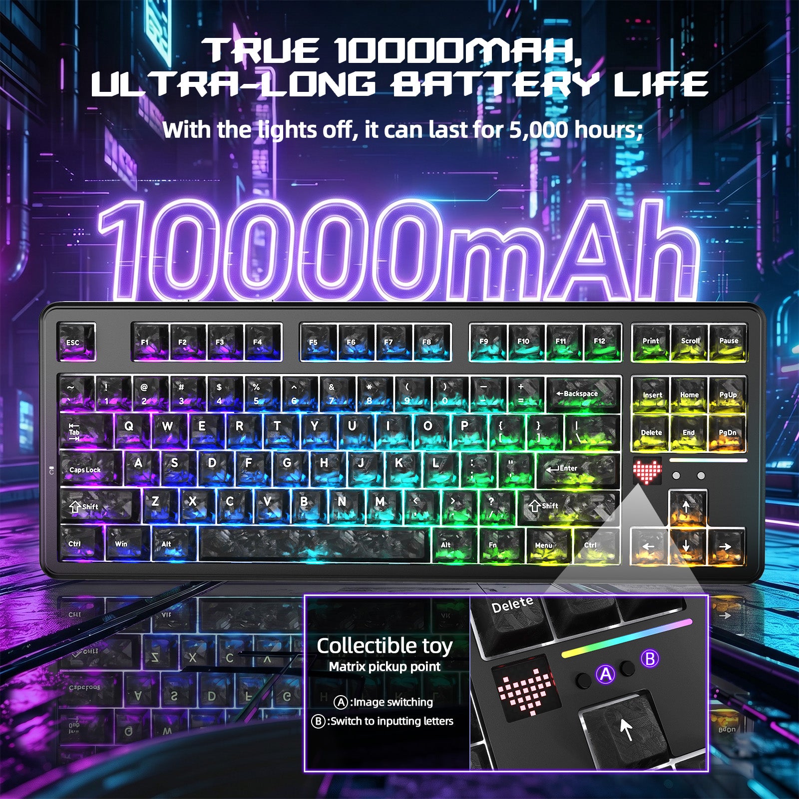 Teclado Gamer Sem Fio ATTACK SHARK X87 ULTRA com Receptor 8KHz e Cabo Enrolado RGB
