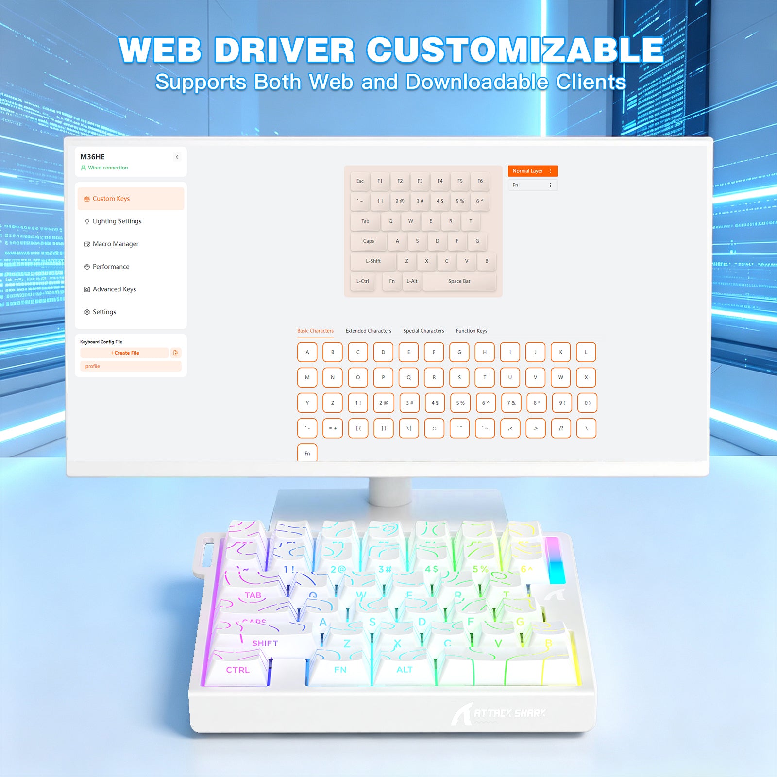 Teclado com Interruptor Magnético de Uma Mão ATTACK SHARK M36 HE