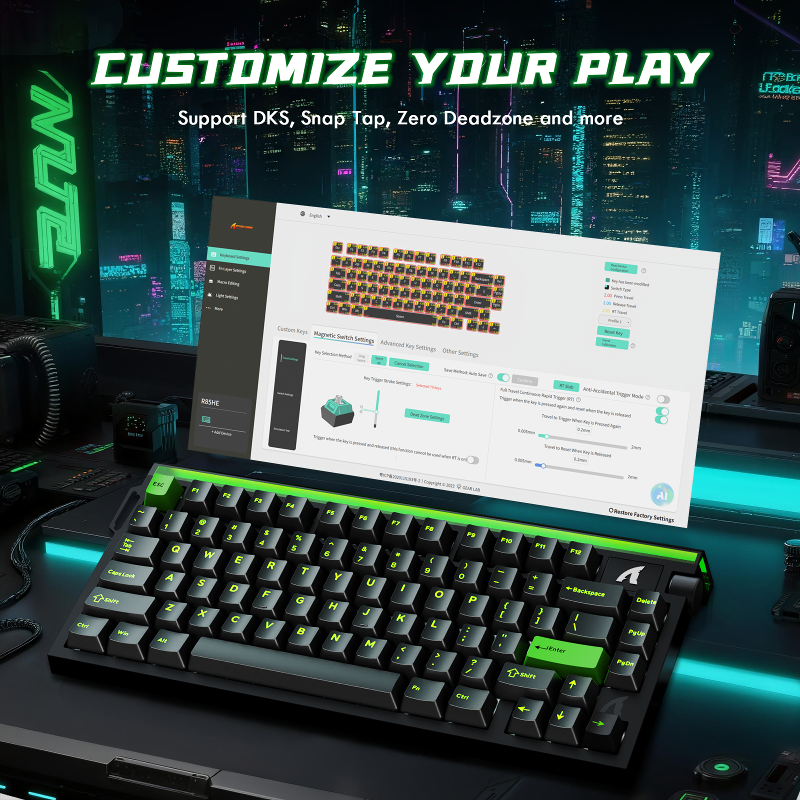 Teclado Mecânico ATTACK SHARK R85 HE Rapid Trigger com Switch Magnético e Custom Lightbox